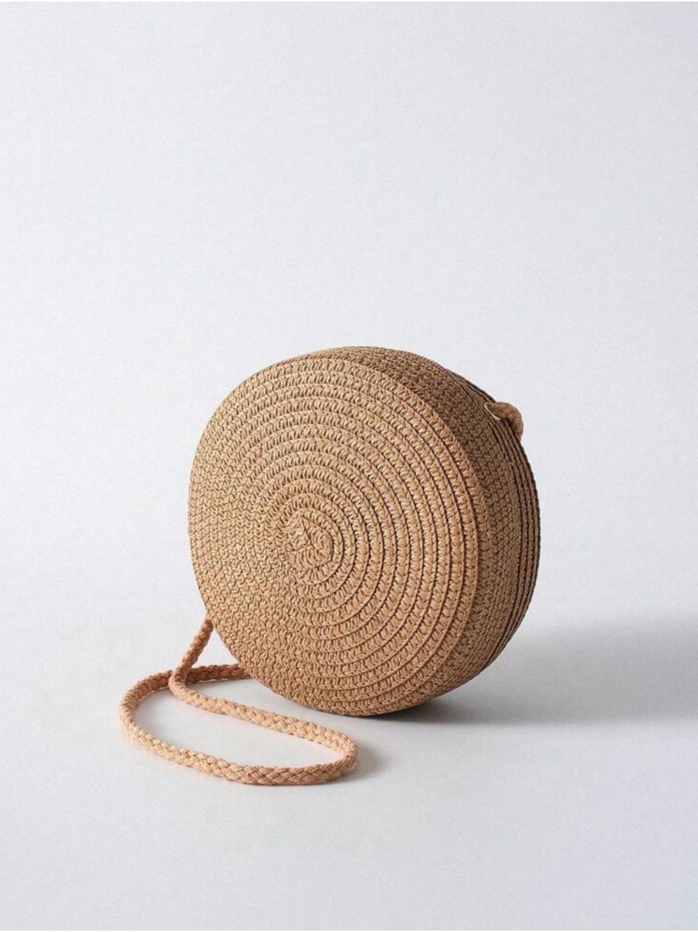 Woven Round Crossbody Bag - Natural Tan